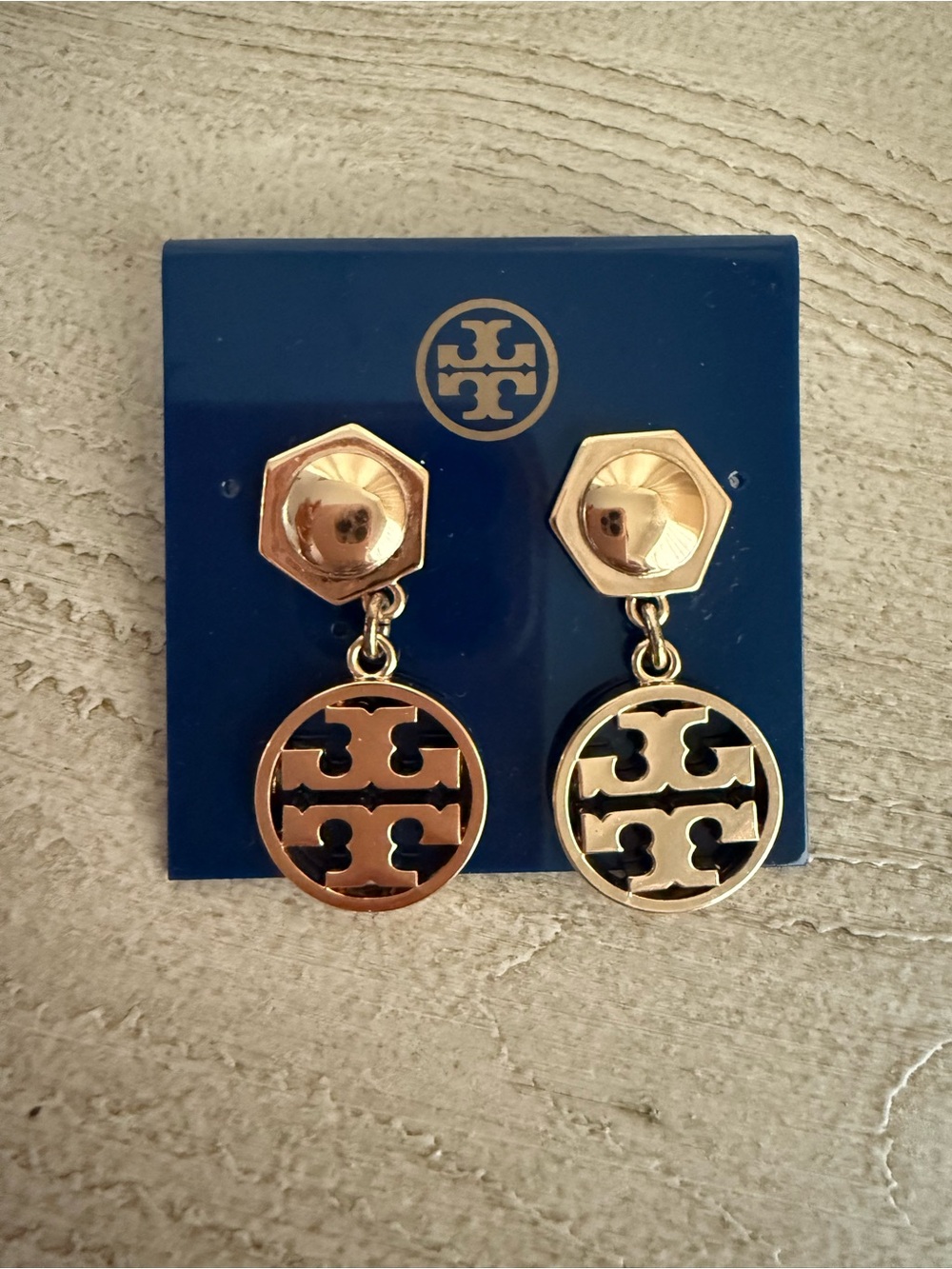 Tory Burch Gold-Tone Circle Logo Stud Earrings